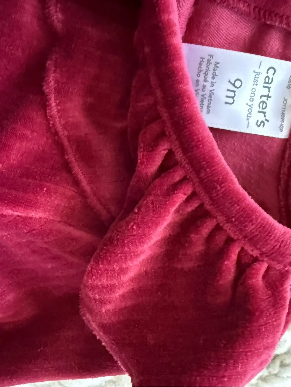 Carter's Girls burgundy velour Two-Piece Set dress and bloomers soft NWT 9 month